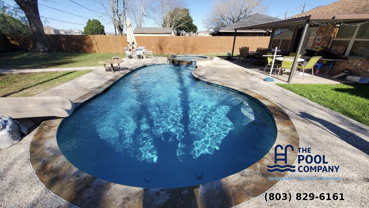 Pool with spa and slide